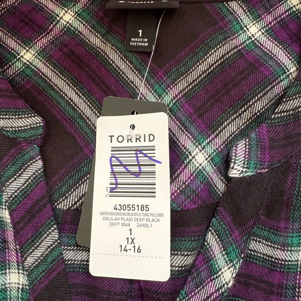 Torrid Harper Brushed Tunic Pullover Delilah Plaid Size 1X New With Tags - Picture 5 of 10